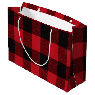 12,5lx4wx9h Grand sac cadeau Rouge Buffalo plaqué 