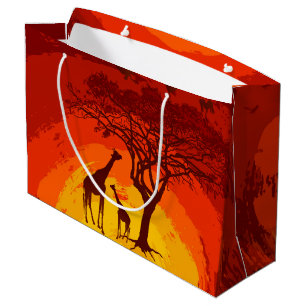 12.5lx4wx9h Grand sac cadeauAfrican Safari Giraffe