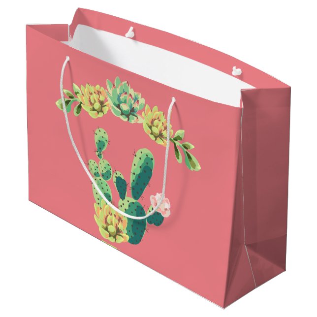 12.5lx4wx9h Large Gift Bag Bohemian Cactus Succule (Back Angled)