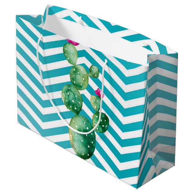 12.5lx4wx9h Large Gift Bag Boho Cacti Cactus Succu (Back Angled)