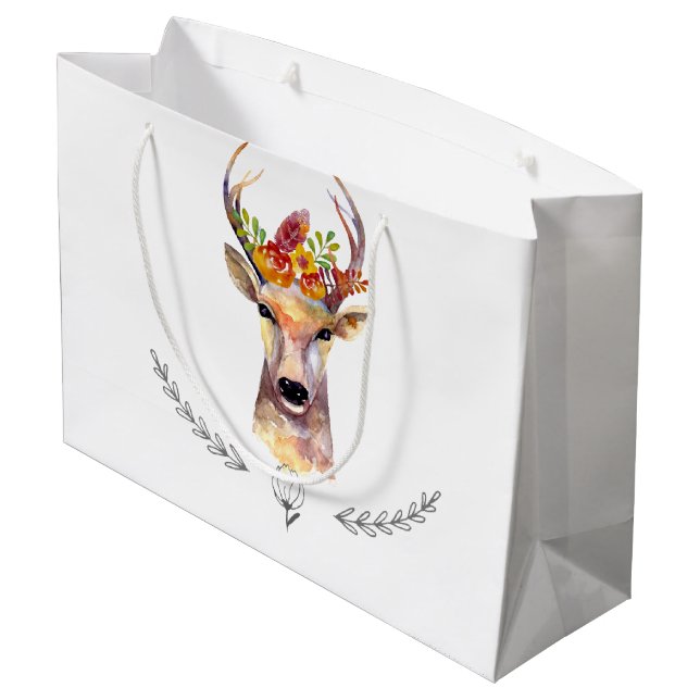 12.5lx4wx9h Large Gift Bag boho deer Buck Head Bro (Back Angled)