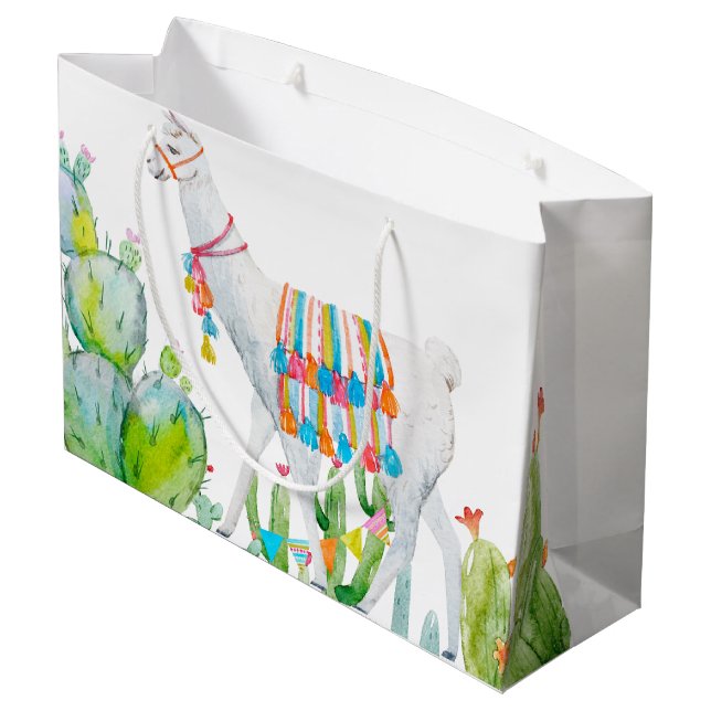 12.5lx4wx9h Large Gift Bag Boho Llama Bohemian Cac (Back Angled)