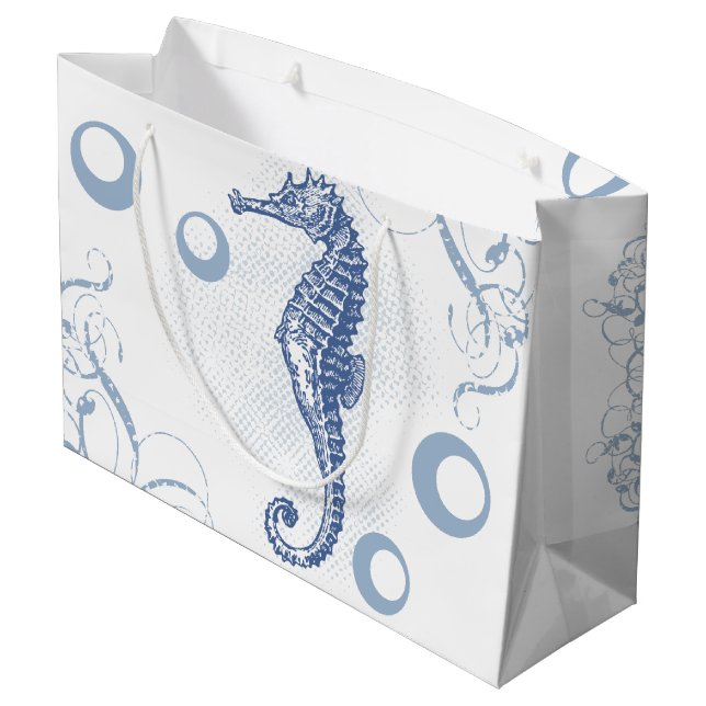 12.5lx4wx9h Large Gift Bag Seahorse Ocean Beach (Back Angled)