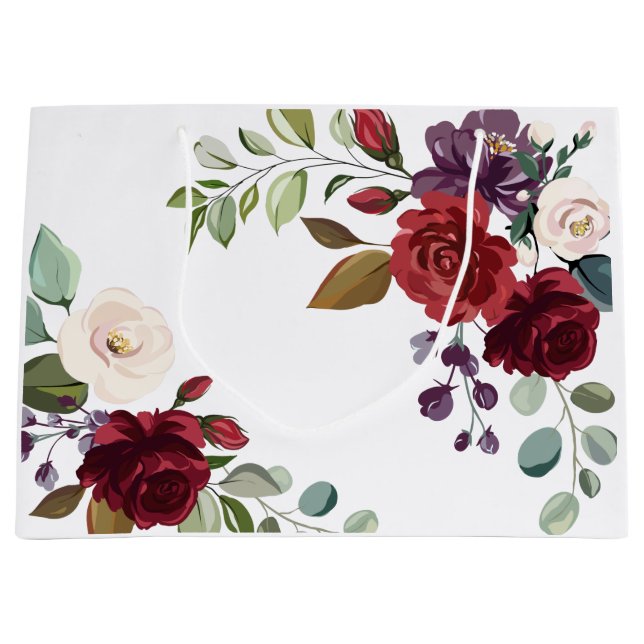 12.5lx4wx9h Large Gift Bag White Roses Gold Geomet (Front)