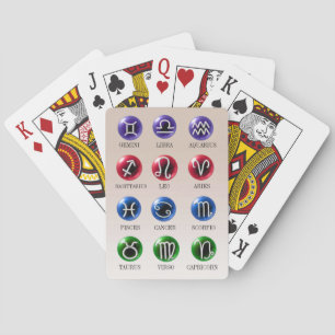 12 Astrology Zodiac Signs on Crystal balls Playing Cards