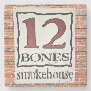 12 Bones Asheville NC Marble Stone Coaster. Coaster