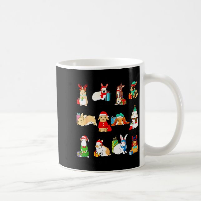 12 Bunny Of Christmas Bunny Rabbit Christmas Xmas  Coffee Mug (Right)
