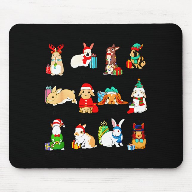 12 Bunny Of Christmas Bunny Rabbit Christmas Xmas  Mouse Pad (Front)