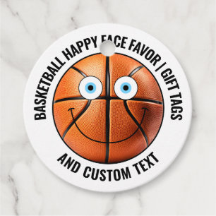 12 Custom Basketball BLUE EYES Happy Face Gift Favour Tags
