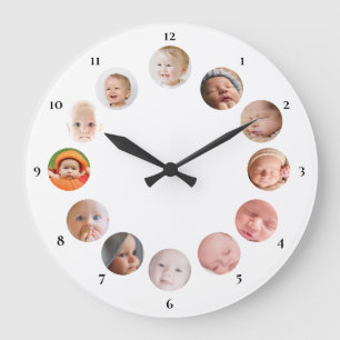 12 custom photos Baby's personalized Large Clock