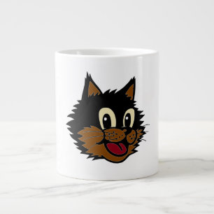 12 CUTE SMILING BLACK AND BROWN NAUGHTY CAT LARGE COFFEE MUG