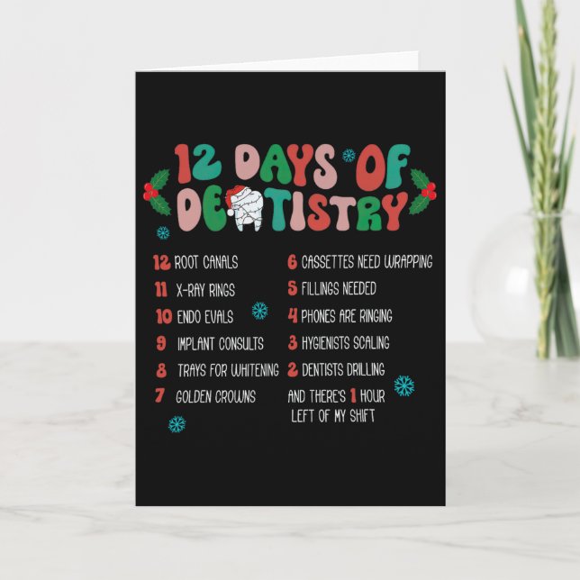 12 Day Of Dentistry Christmas Dentist Dental Hygie Card (Front)