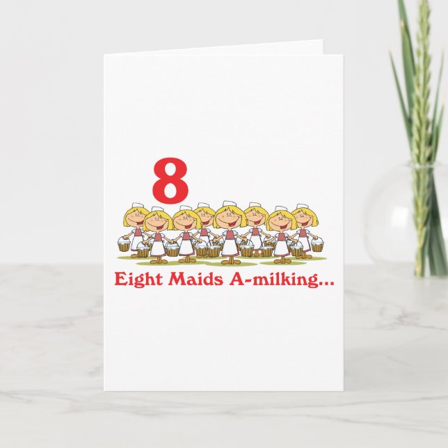 12 days eight maids a-milking holiday card (Front)