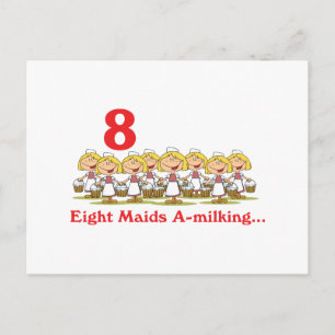 12 days eight maids a-milking postcard