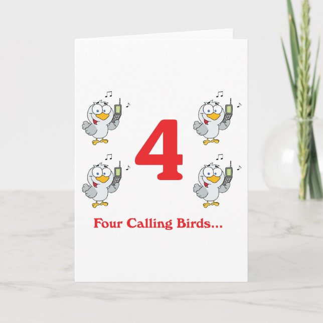 12 days four calling birds holiday card (Front)
