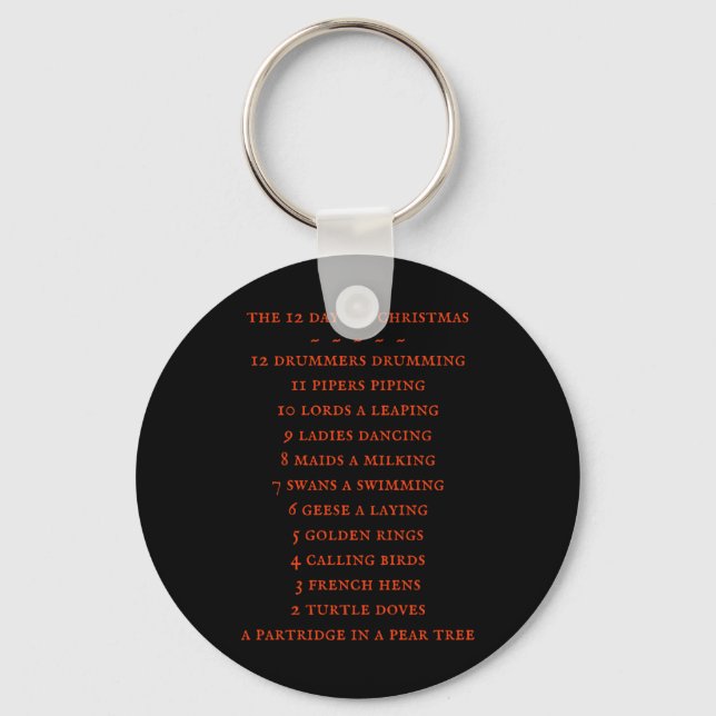 12 Days Lyrics Boys T Shirt  Keychain (Front)