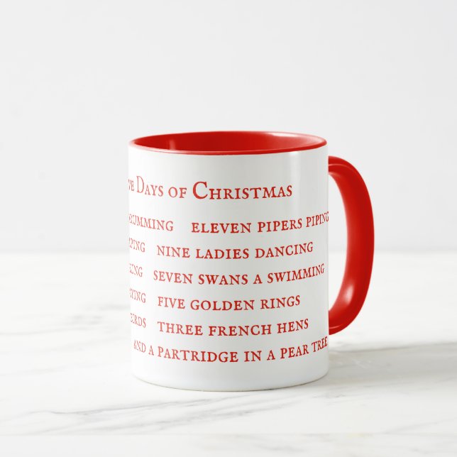 12 DAYS LYRICS Red Combo Mug  (Front Right)