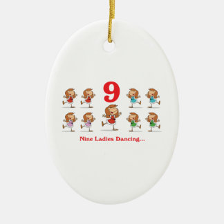 12 days nine ladies dancing ceramic ornament