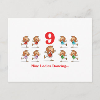 12 days nine ladies dancing postcard