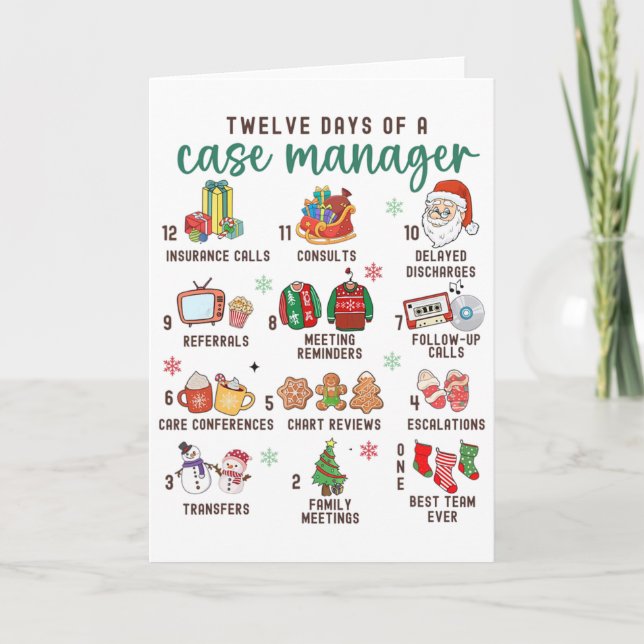 12 Days Nurse Case Management Christmas Case Manag Card (Front)