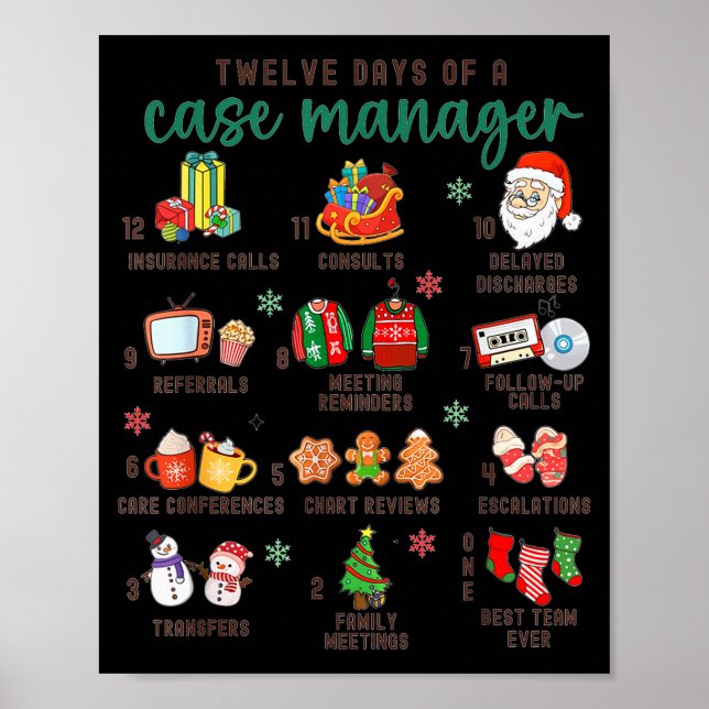12 Days Nurse Case Management Christmas Case Manag Poster (Front)