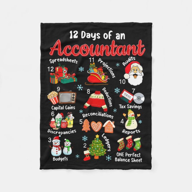 12 Days Of Accountant Christmas Accounting Major M Fleece Blanket (Front)