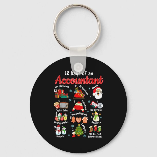 12 Days Of Accountant Christmas Accounting Major M Keychain (Front)