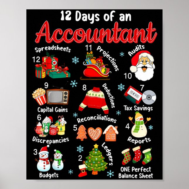 12 Days Of Accountant Christmas Accounting Major M Poster (Front)
