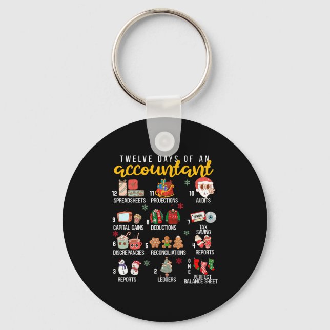 12 Days Of An Accountant, Xmas Party, Funny Accoun Keychain (Front)