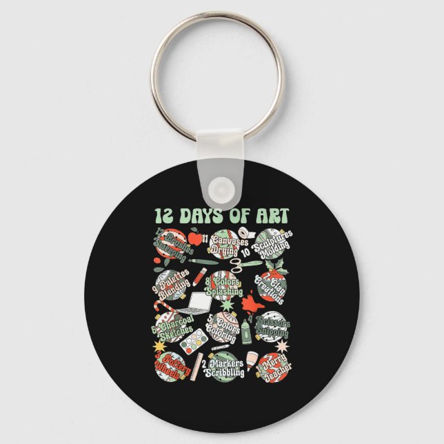 12 Days Of Art Teacher Christmas Artists Painter E Keychain (Front)