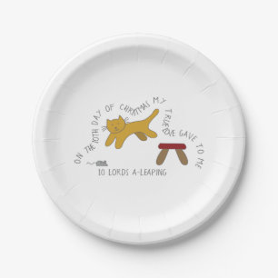 12 Days of Catmas 10 Lords-a-Leaping Christmas Paper Plate
