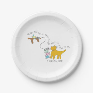 12 Days of Catmas 4 Calling Birds Christmas Paper Plate