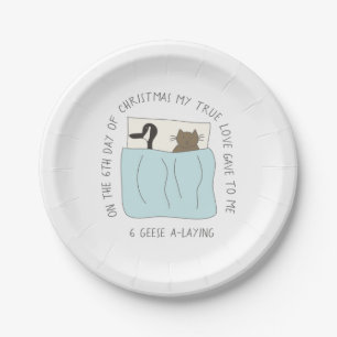 12 Days of Catmas 6 Geese-a-Laying Christmas Paper Plate