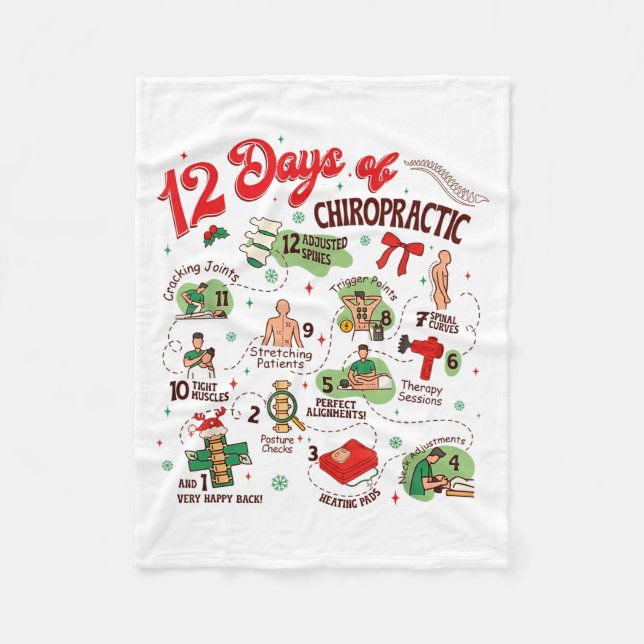 12 Days Of Chiropractic Christmas Chiropractor  Fleece Blanket (Front)