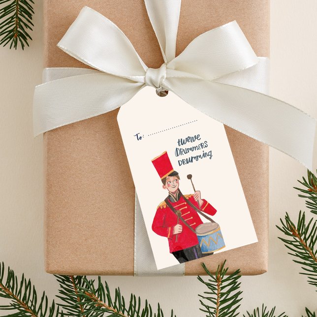 12 Days of Christmas 12 drummers drumming Gift Tags (12 Drummers Drumming Classic Traditional Christmas Gift tag)