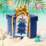 12 Days of Christmas at the Beach Retro Tropical  Gift Tags<br><div class="desc">Add a splash of fun to your gift-giving with these coastal gift tags that blend the charm of Christmas with the sunny vibes of the sea. The front side is designed in a retro style and features colourful stripes and a vintage Christmas tree with your personalized holiday greeting. The reverse...</div>