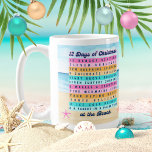 12 Days of Christmas at the Beach Tropical Coffee Mug<br><div class="desc">Swap snowy scenes for beachy dreams with this '12 Days of Christmas at the Beach' mug. Each mug showcases original artwork and lyrics inspired by the iconic Christmas carol, but with a tropical twist. Personalize it to make it a truly special holiday gift, whether for yourself or a loved one....</div>