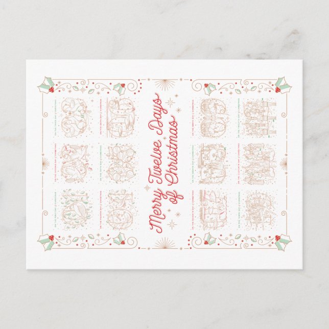 12 DAYS OF CHRISTMAS / Christmas Postcard (Front)