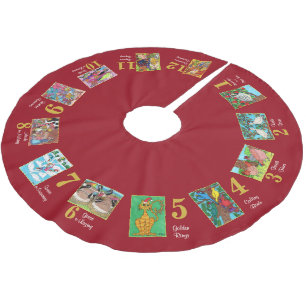 12 Days of Christmas Cute Animals & Typography Brushed Polyester Tree Skirt