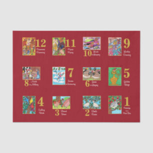 12 Days of Christmas Cute Animals & Typography Tissue Paper