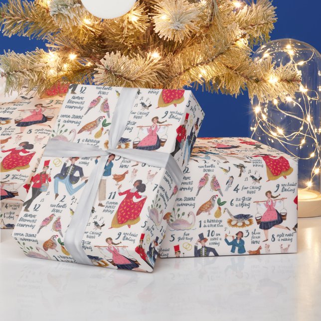 12 Days of Christmas ecru Wrapping Paper (Holidays)