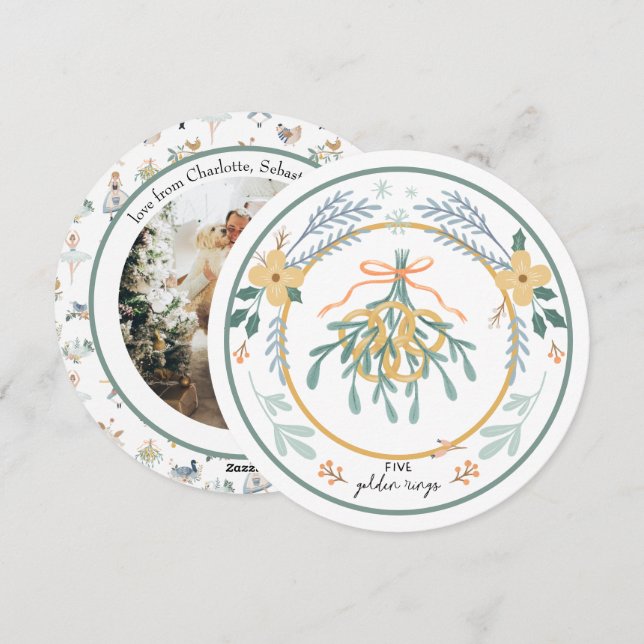 12 Days of Christmas Five Holiday Card (Front/Back)