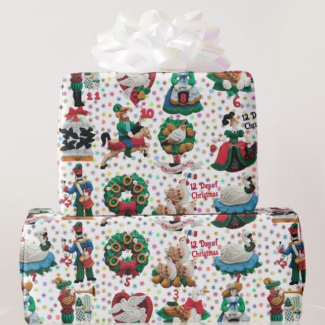 12 Days of Christmas Handmade Felt Ornaments Wrapping Paper (Creator Uploaded)