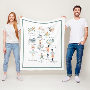 12 Days of Christmas Holiday Fleece Blanket