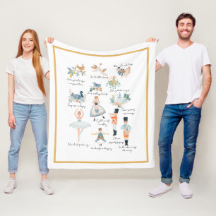 12 Days of Christmas Holiday Fleece Blanket