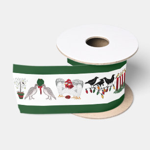 12 Days of Christmas Holiday In Green Satin Ribbon