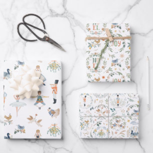 12 Days of Christmas Holiday Pattern Wrapping Paper Sheet