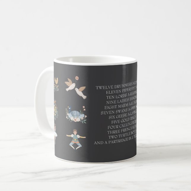 12 Days of Christmas Holiday Song Coffee Mug (Front Left)