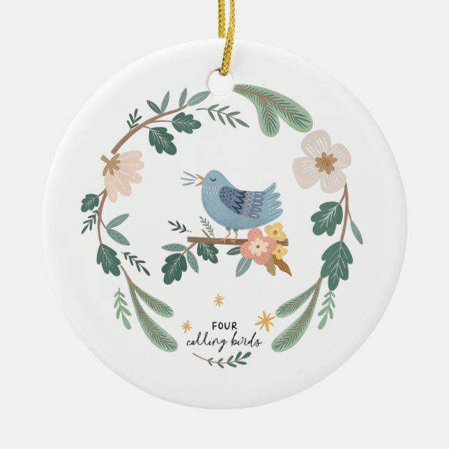 12 Days of Christmas Holiday Traditional Bird Ceramic Ornament (Front)