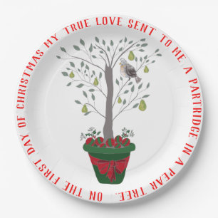 12 Days of Christmas Partridge in a Pear Tree Paper Plate